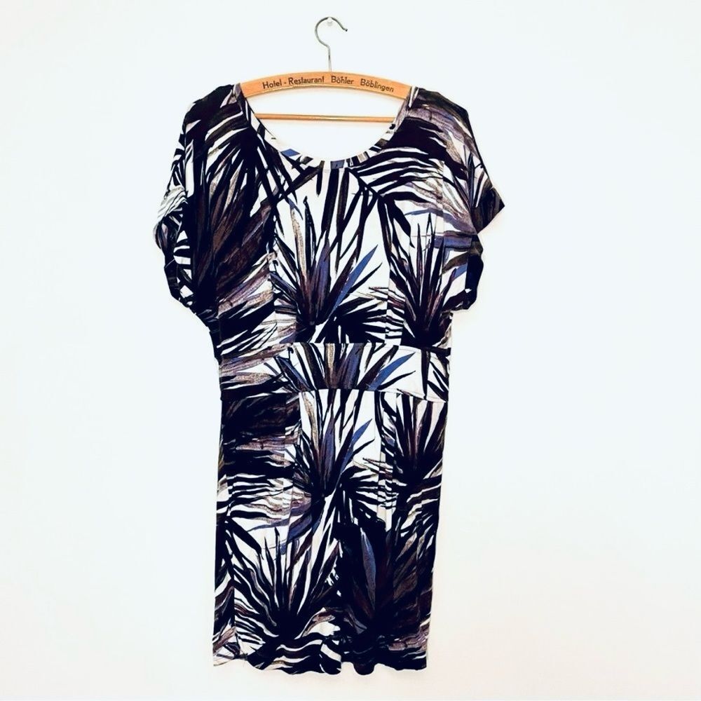 SNAP Brown, Purple, & Black Palm Tree Vintage Mini Dress Size L